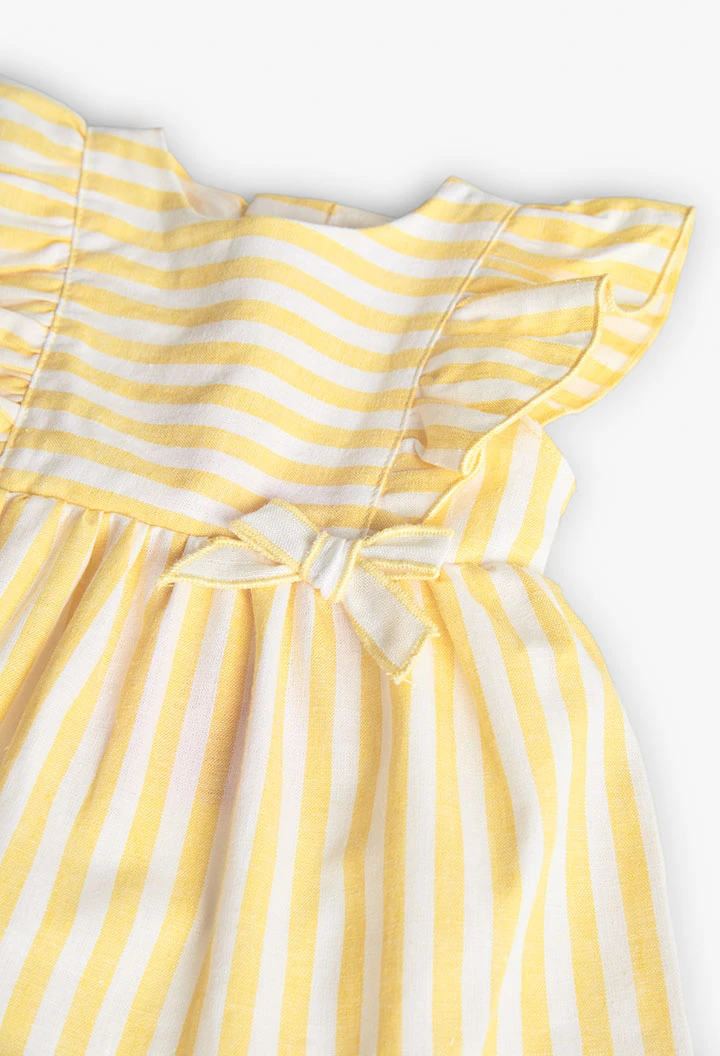 Robe en popeline pour bébé fille rayée en jaune