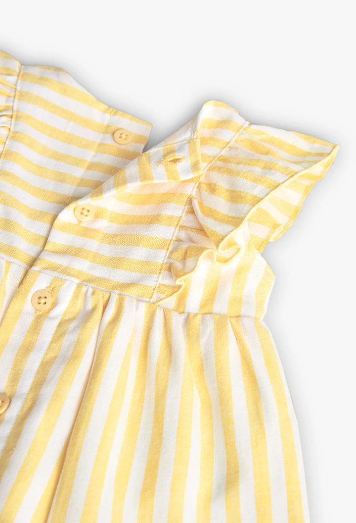 Robe en popeline pour bébé fille rayée en jaune