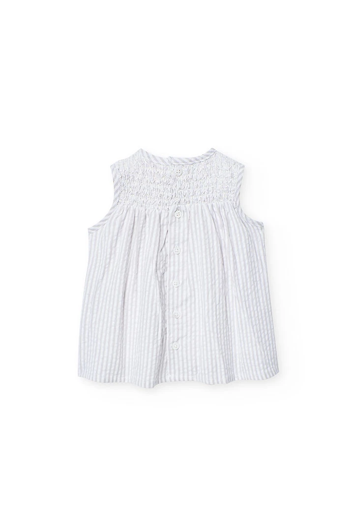 Vestido de popelina para bebé menina com design de flores em cor cinza coral