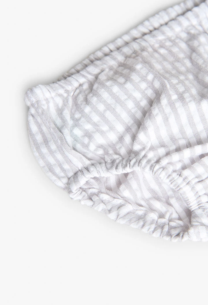Baby-Mädchen-Popelinekleid mit Blumendesign in Korallengrau.