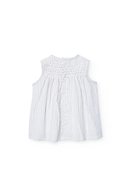 Vestido de popelina para bebé menina com design de flores em cor cinza coral