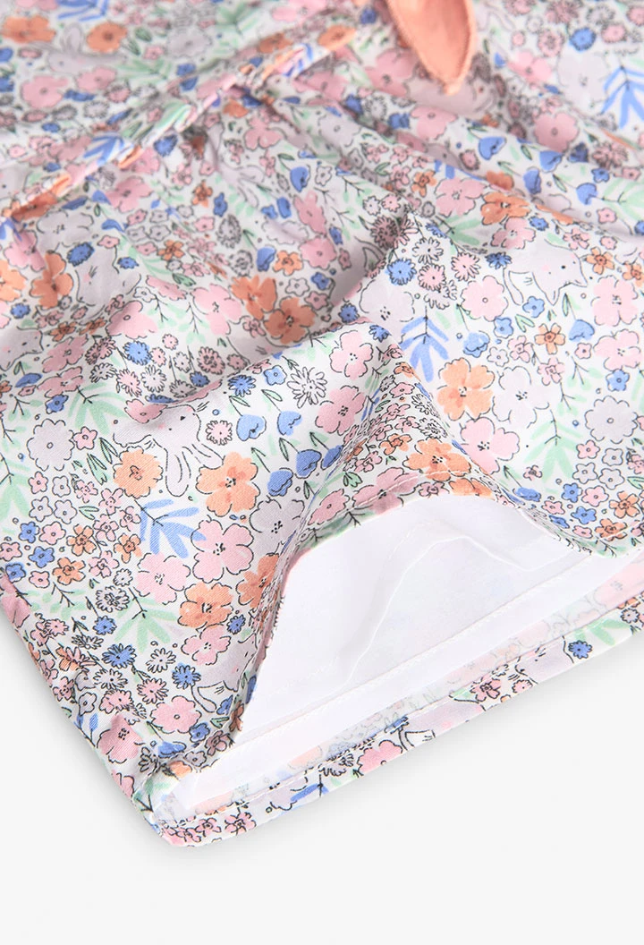 Vestido de popelina de bebé menina com estampado de flores