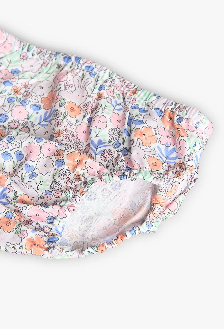 Vestido de popelina de bebé menina com estampado de flores