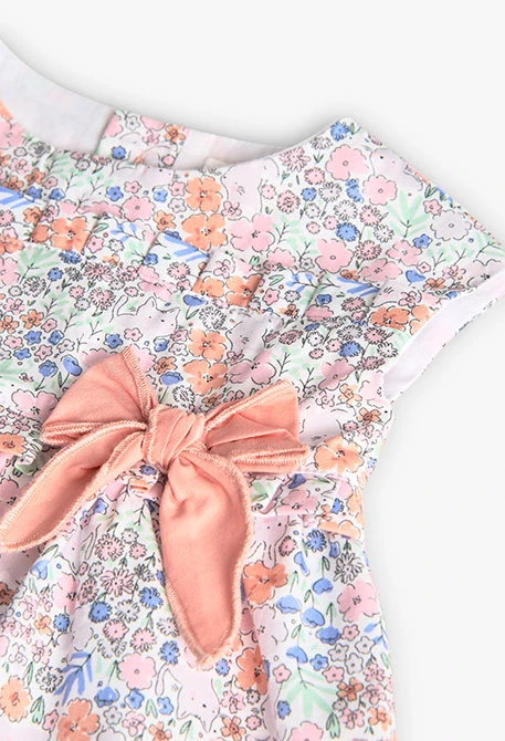 Vestido de popelina de bebé menina com estampado de flores