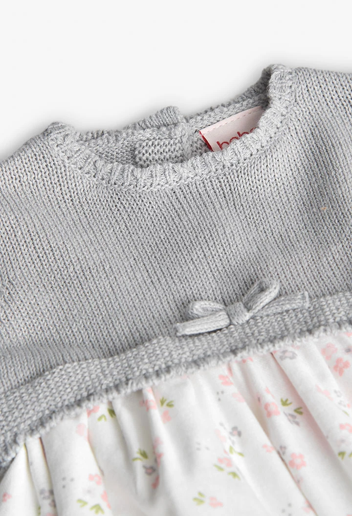 Robe bébé fleurs gris
