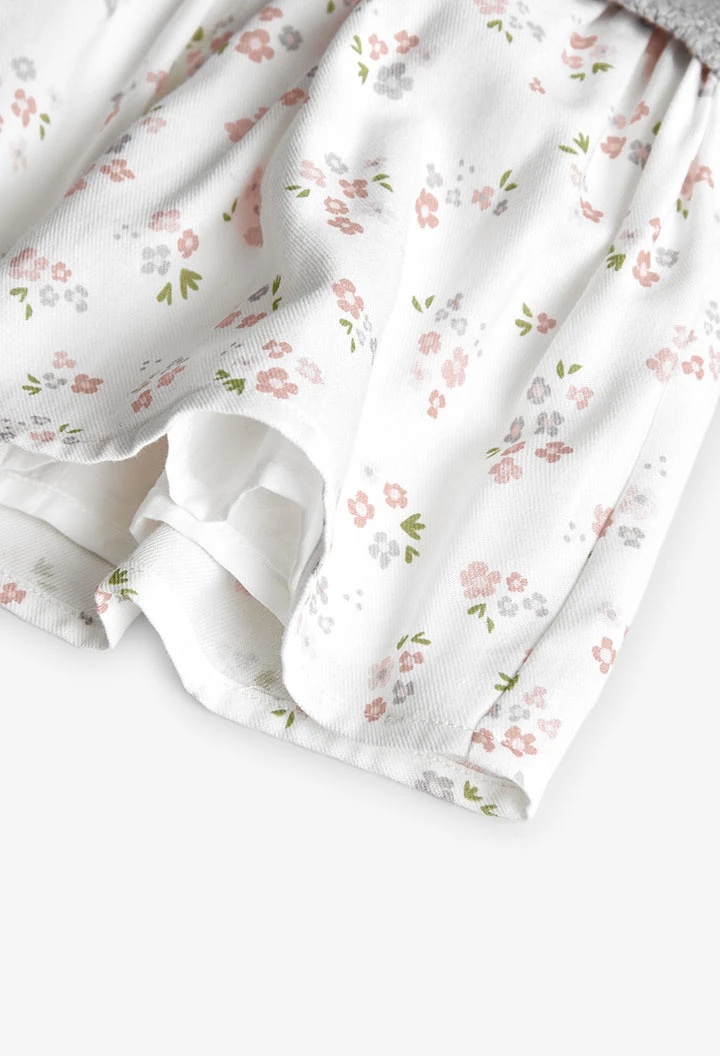 Vestito neonata fiori grigio