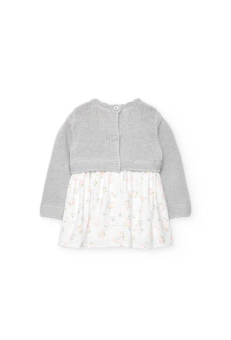 Baby dress with grey flowers