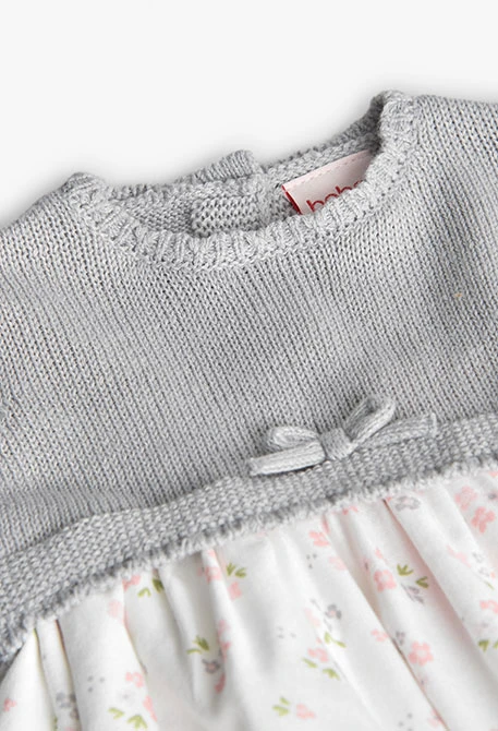 Baby dress with grey flowers