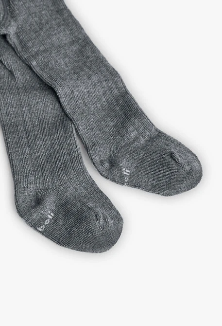 Grauer Strick-Strumpfhose aus Melange-Garn