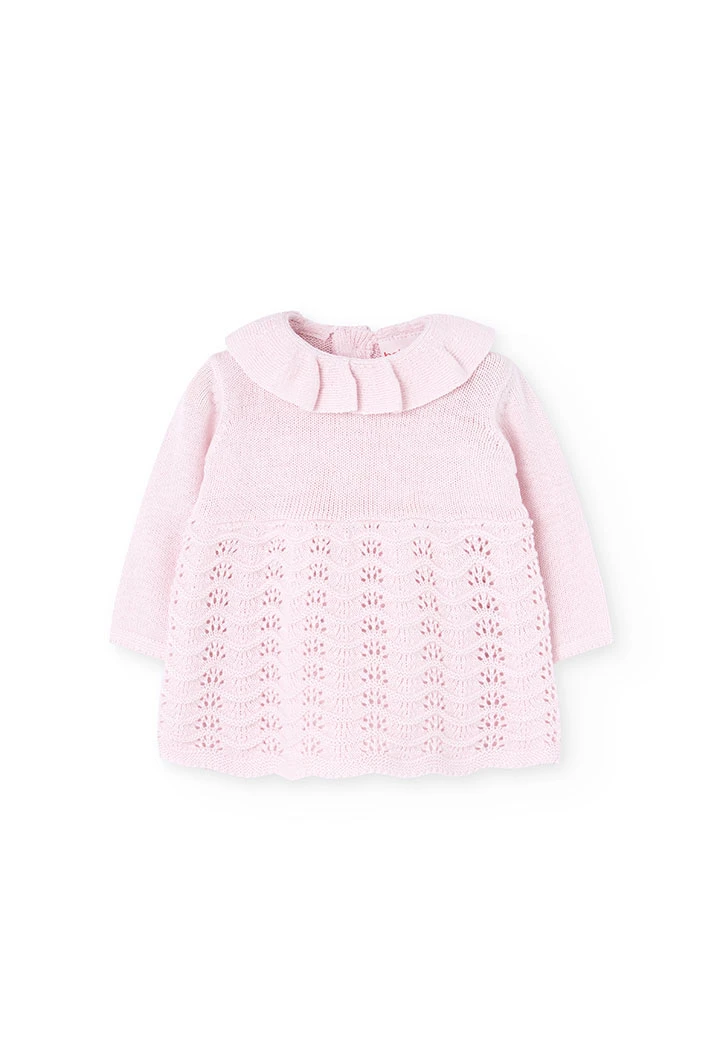Rosa Babykleid aus Strickstoff