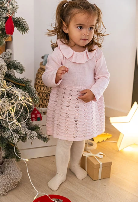 Pink knitted baby dress