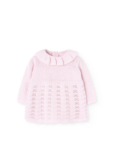 Pink knitted baby dress