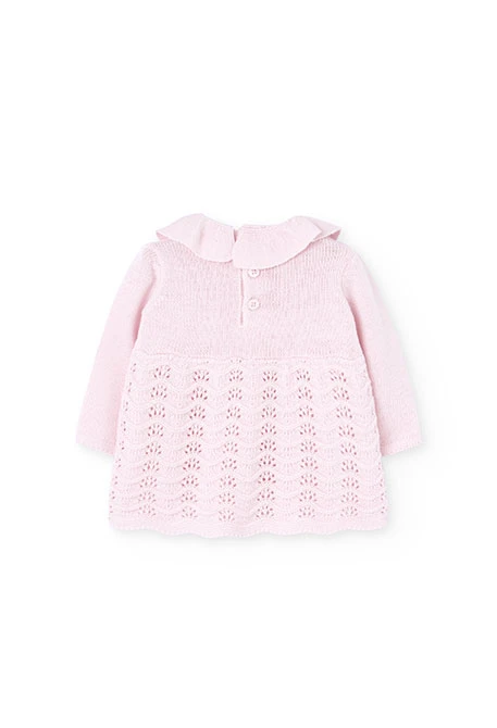 Pink knitted baby dress