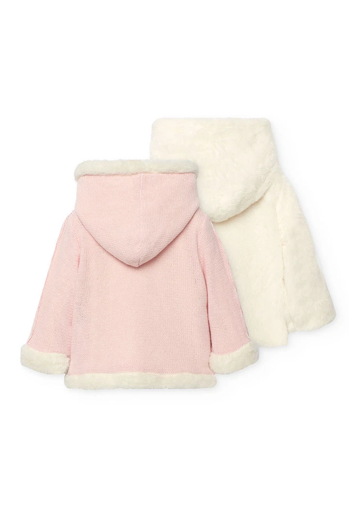 Veste réversible rose et blanche pour bébé