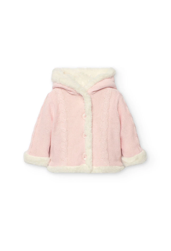 Veste réversible rose et blanche pour bébé