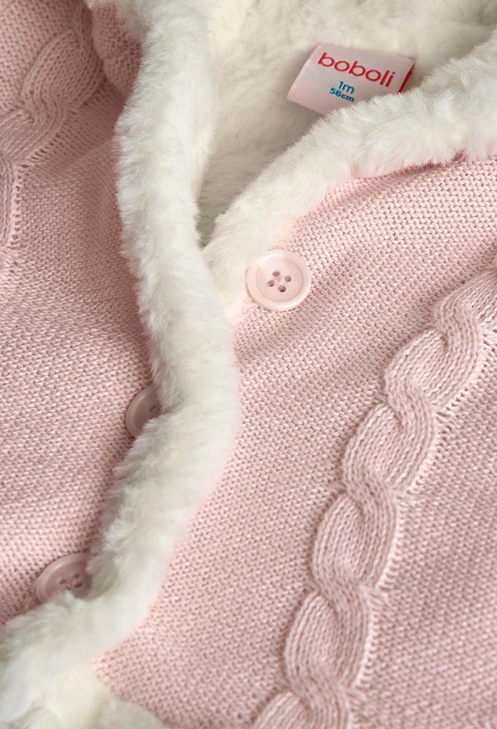 Veste réversible rose et blanche pour bébé
