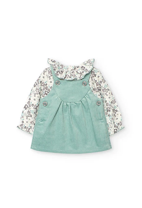 Green checked knitted baby set