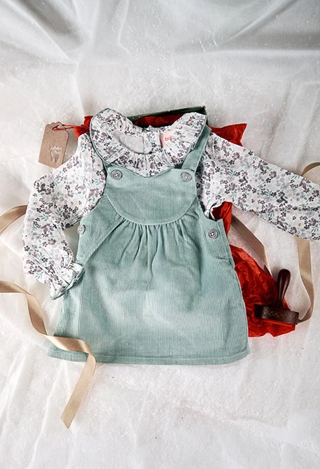 Ensemble pour bébé en tricot vert à carreaux