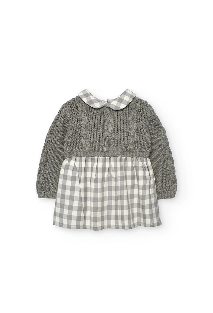 Vestido bebé xadrez cinzento