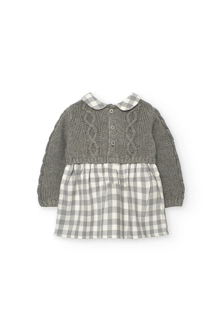 Vestido bebé xadrez cinzento