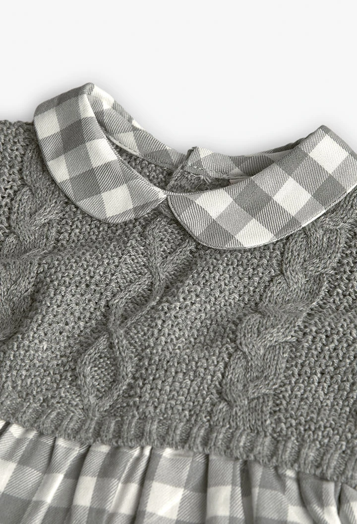 Robe bébé à carreaux gris