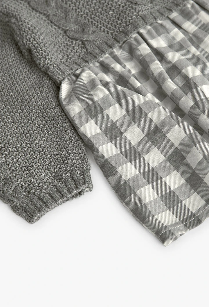 Robe bébé à carreaux gris