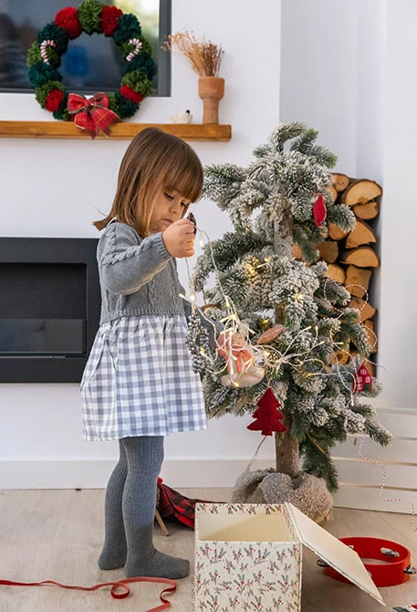 Robe bébé à carreaux gris