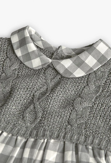 Vestido bebé cuadros gris
