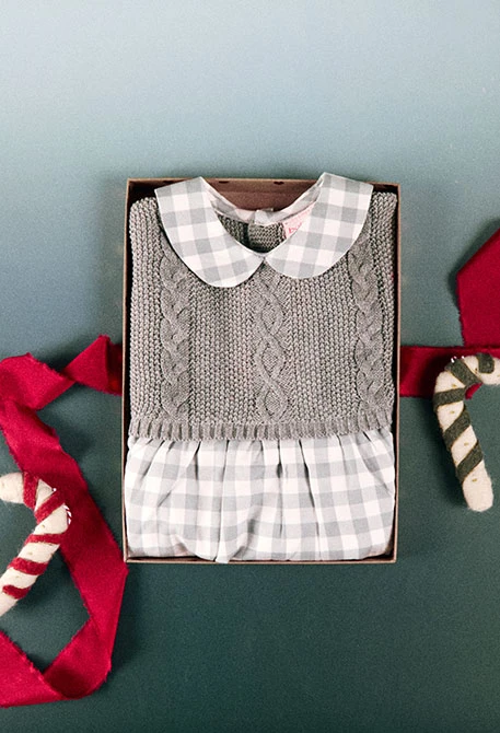 Robe bébé à carreaux gris