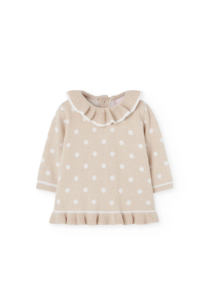 Vestit de punt beix estampat punts