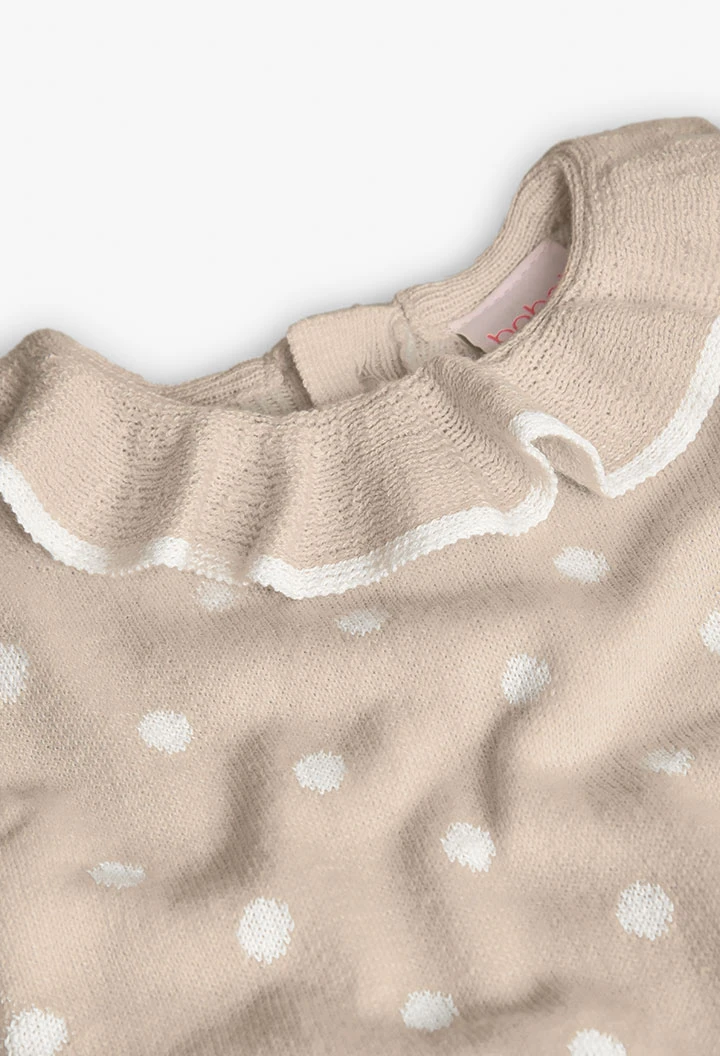 Vestit de punt beix estampat punts