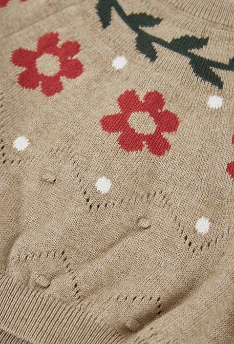 Camisola bege menina estampado de flores