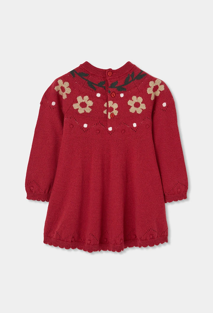 Red floral print dress