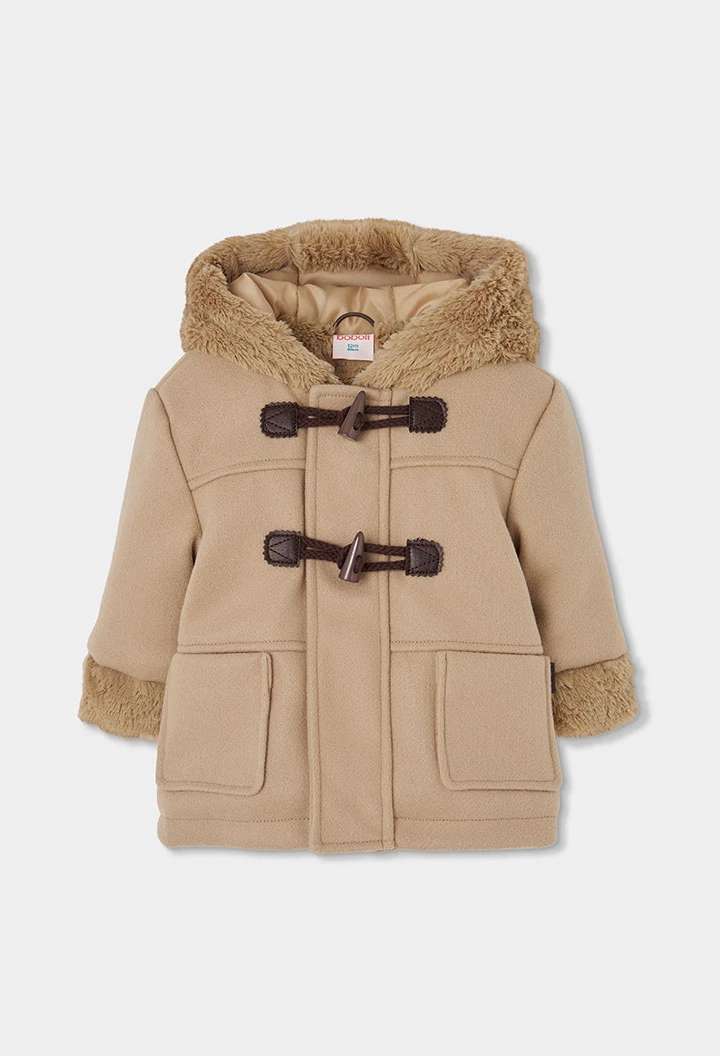 Trenka combinada bebé beige con capucha y felpa