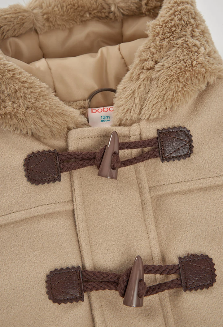 Trenka combinada bebé beige con capucha y felpa