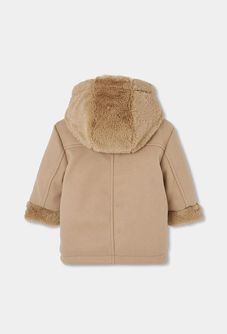 Kombinierte Baby-Trenka in Beige mit Kapuze und Plüsch