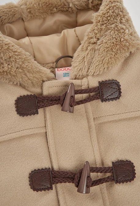 Trenka combinata neonato beige con cappuccio e spugna