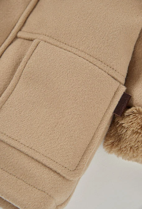 Trenka combinata neonato beige con cappuccio e spugna