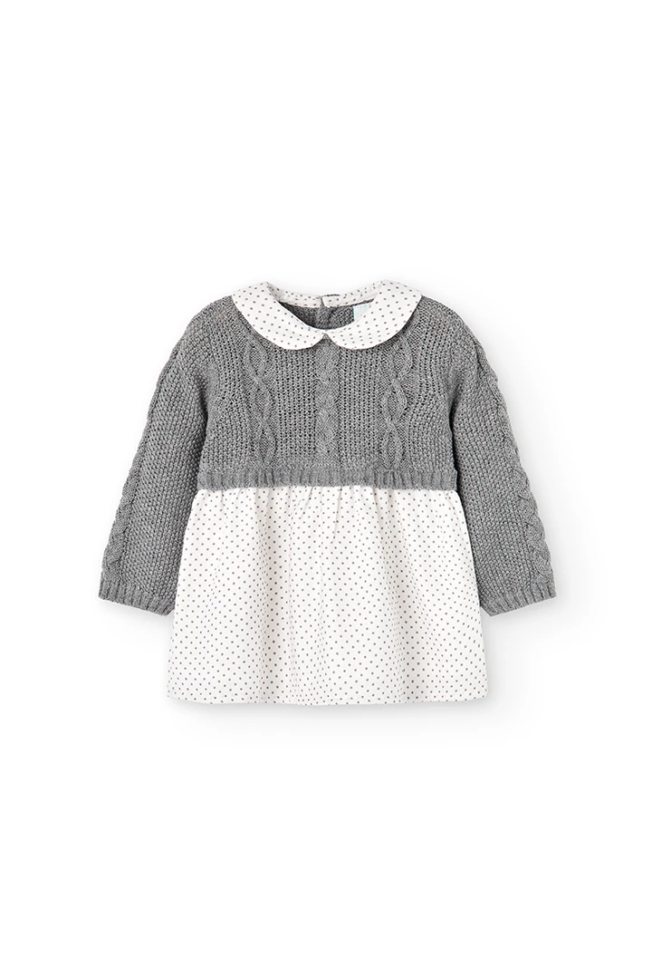 Vestido tricotosa combinado de bebé estampado -BCI