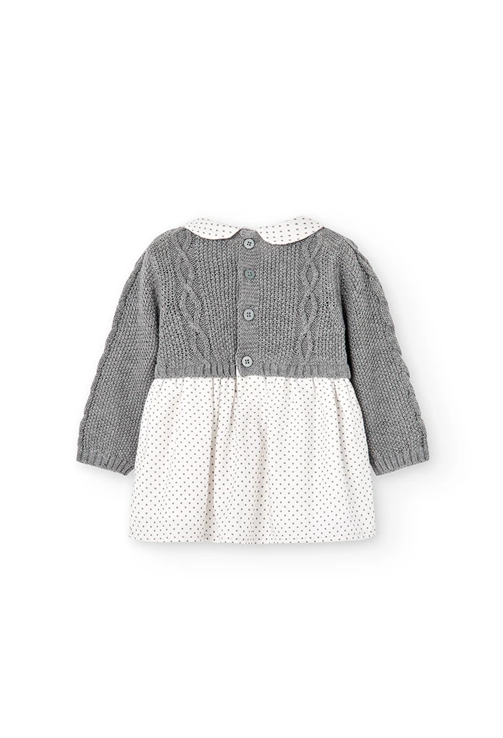 Vestido tricotosa combinado de bebé estampado -BCI