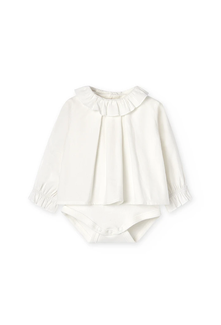Blouse bi matiere pour bébé fille -BCI
