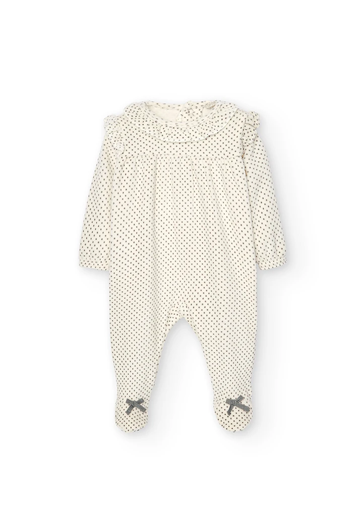 Pelele terciopelo de bebé niña estampado "topitos" -BCI