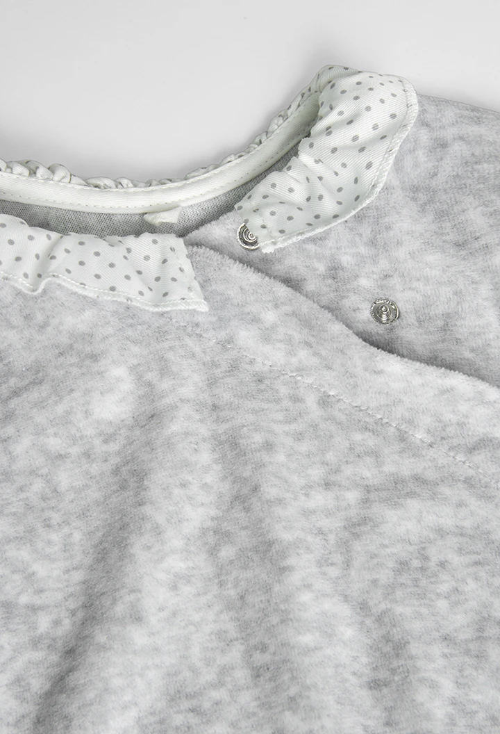 Pelele terciopelo de bebé niña en color gris claro -BCI