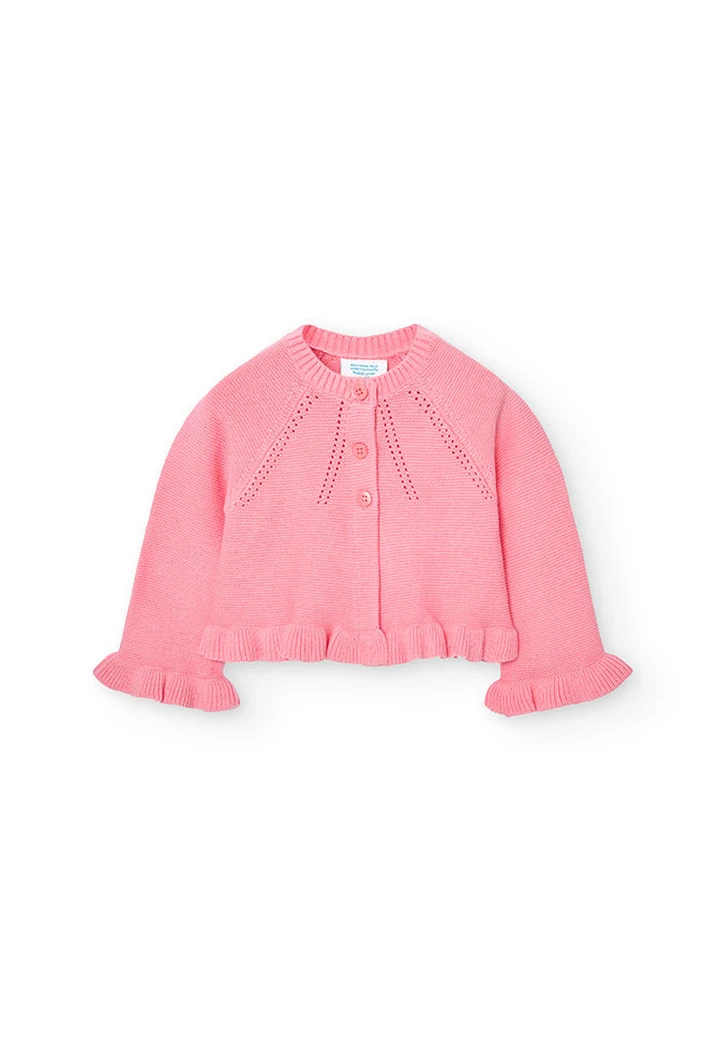 Veste tricotée pour bébé fille en couleur rose