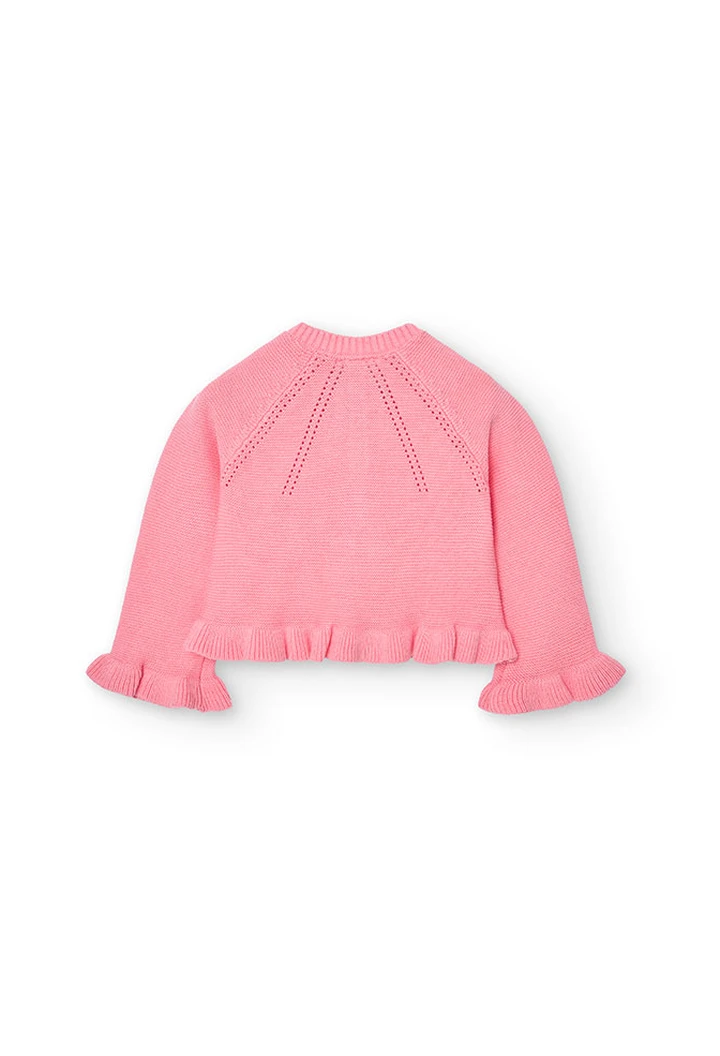 Veste tricotée pour bébé fille en couleur rose