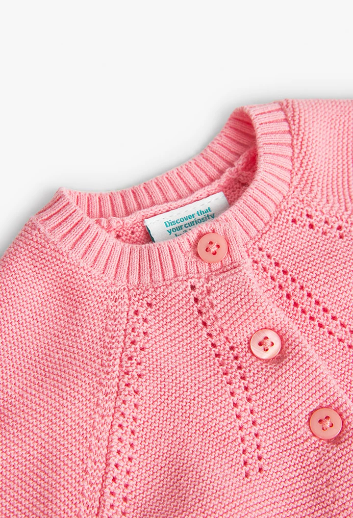 Veste tricotée pour bébé fille en couleur rose