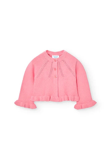 Jaqueta de tricotosa de bebè nena en color rosa