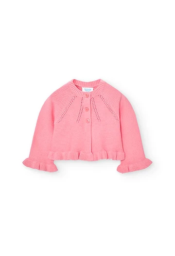 Veste tricotée pour bébé fille en couleur rose