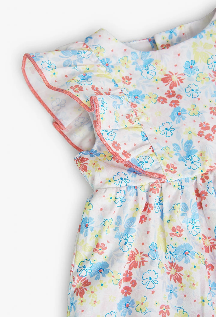 Vestido de popelín con estampado floral de bebé