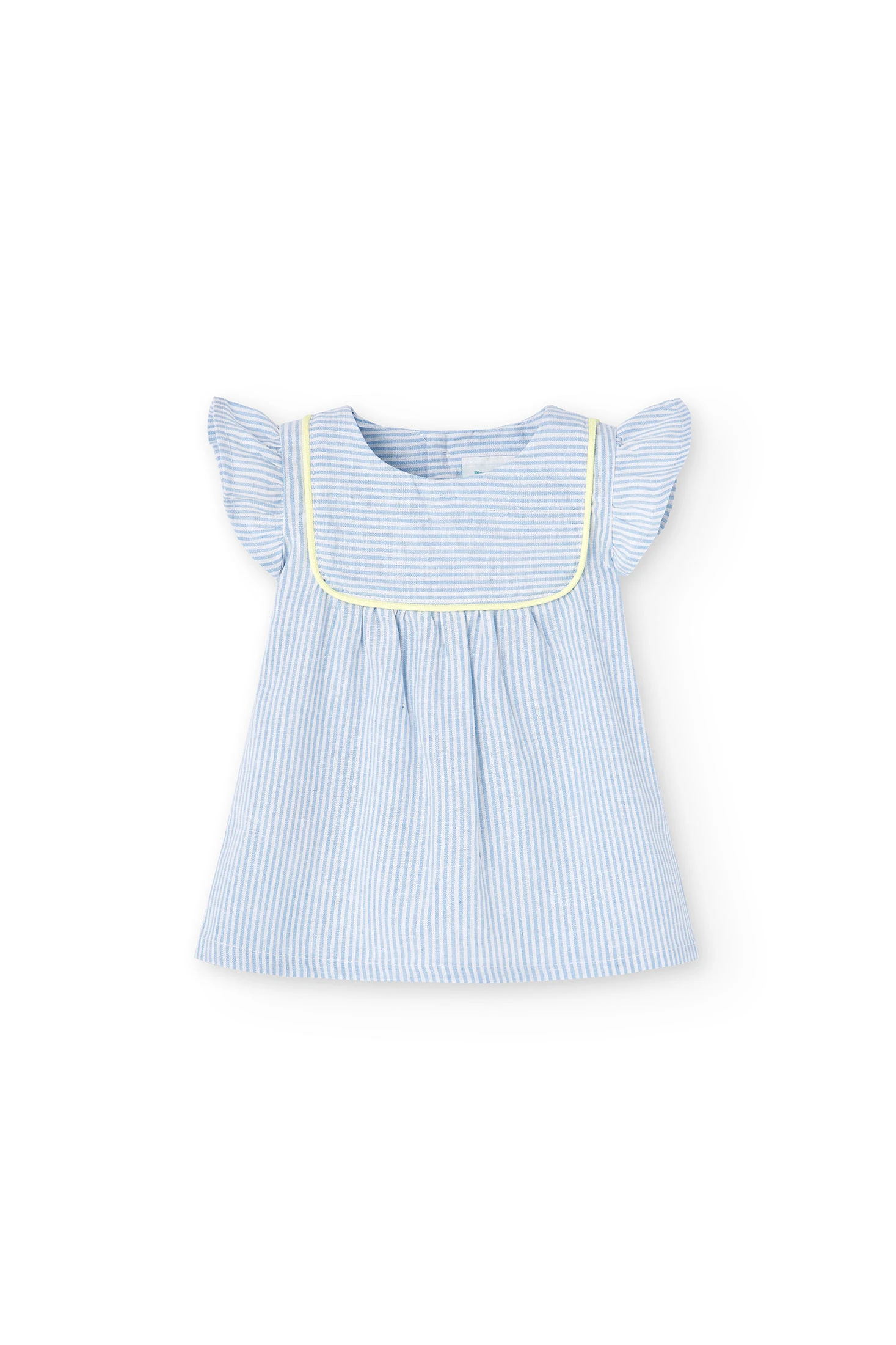 Blue and white striped baby dress cheap